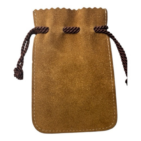 Vintage EUC Loewe Tan Suede Tiny Drawstring Pouch Travel Jewelry - Picture 2 of 3